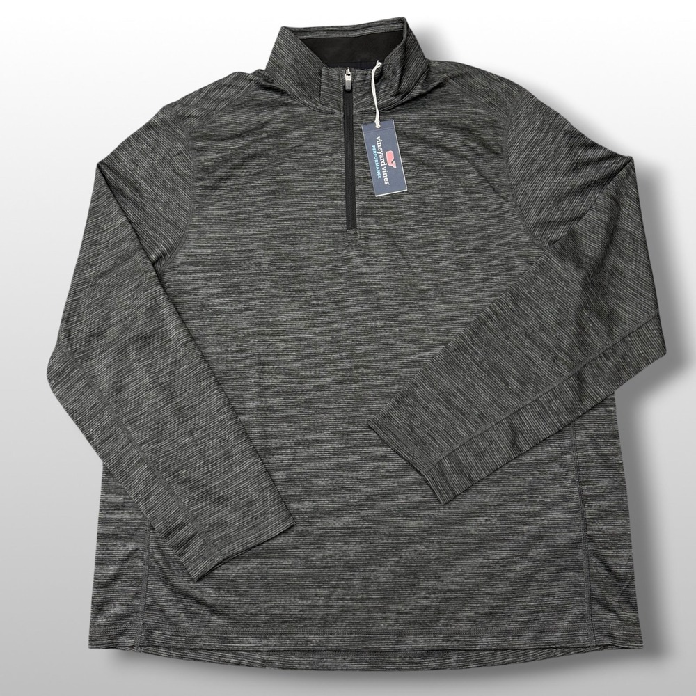 Vineyard Vines Performance Mens XXL 1/4 Zip Pullover Gray Space Dye 1K001556